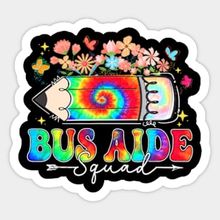 Flower Pencil Bus Aide Squad Tie Dye Back To School Sticker